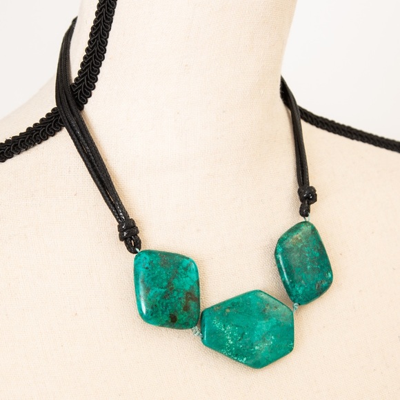 AIL aluma large turquoise look necklace sterling silver approx 17.5” & 1.5” ext - Picture 3 of 11